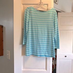 Jones New York teal/white cotton blend top - Size L